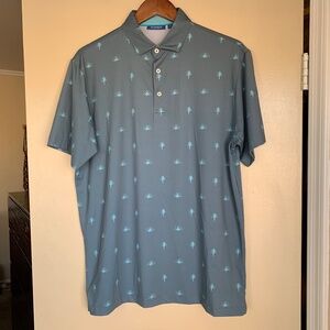 Devereux Proper Threads Polo Golf Shirt Sage Green Graphic Sz.M Sporty Preppy
